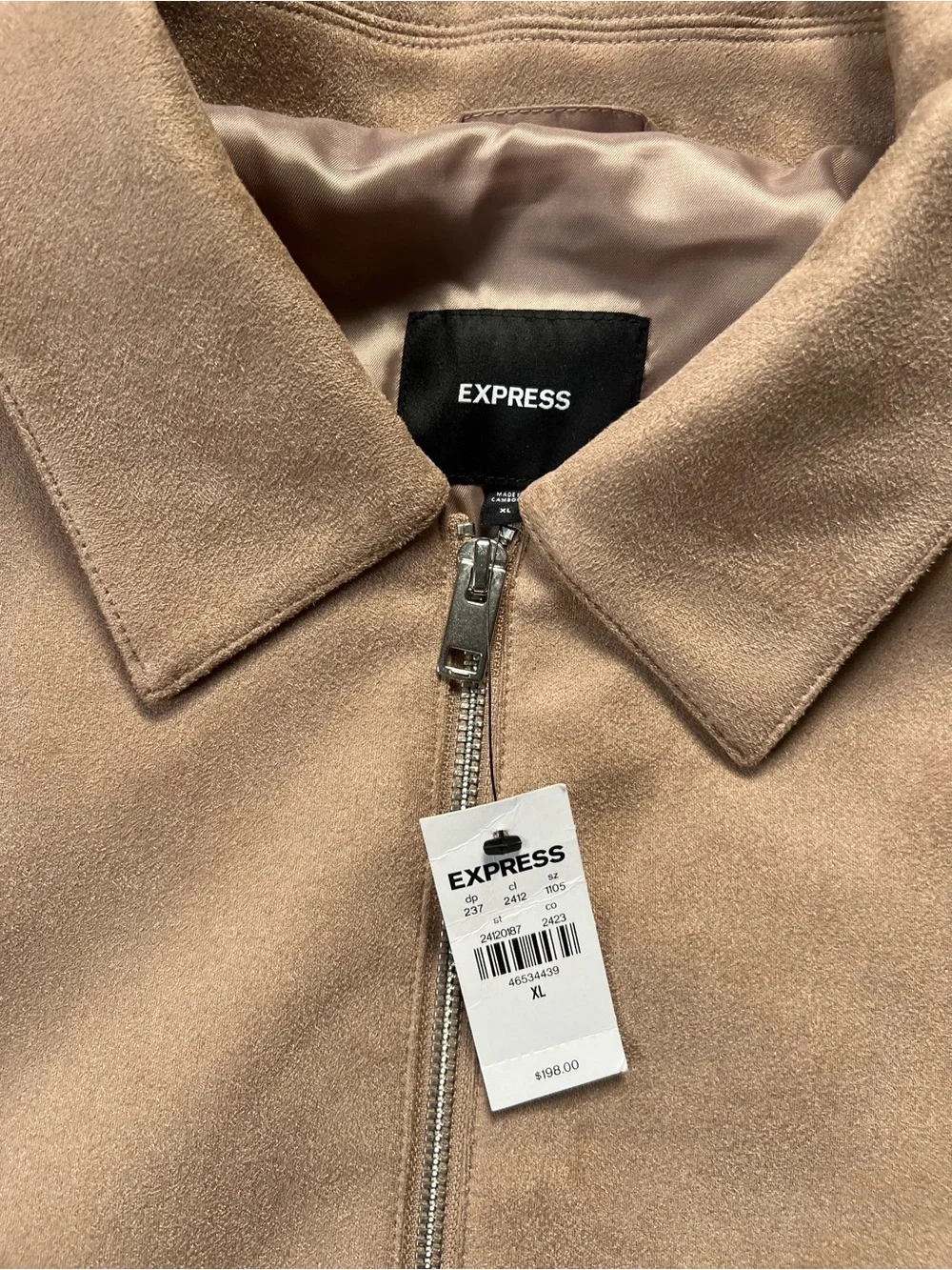 Express Men's Light Tan Zip-Front Shirt Jacket